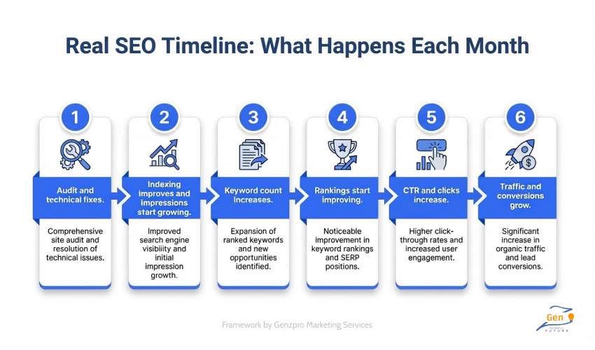 Real seo timeline what happens  each month Signs Your SEO is Working